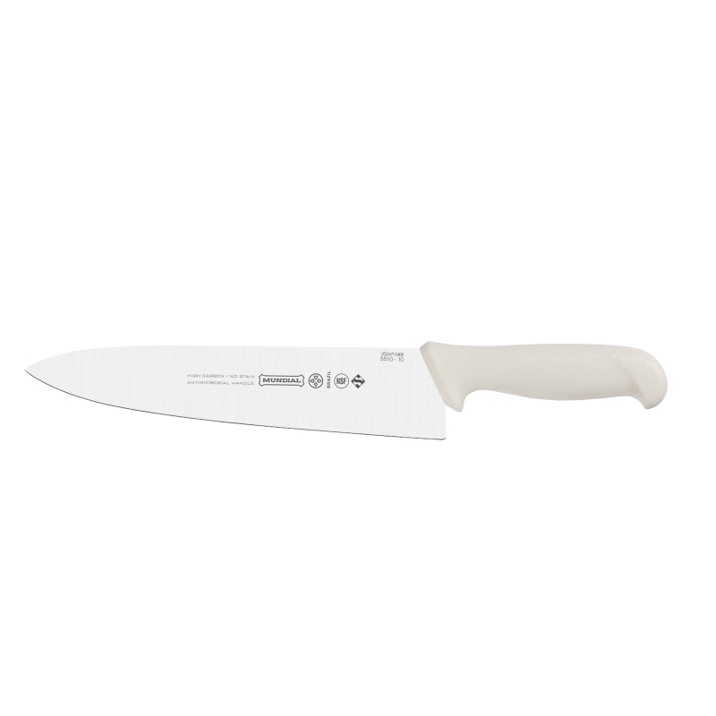 MUNDIAL, Cuchillo de cocina profesional, (5510-10) 25CM, Hoja ancha y recta, Blanco, Acero Inoxidable