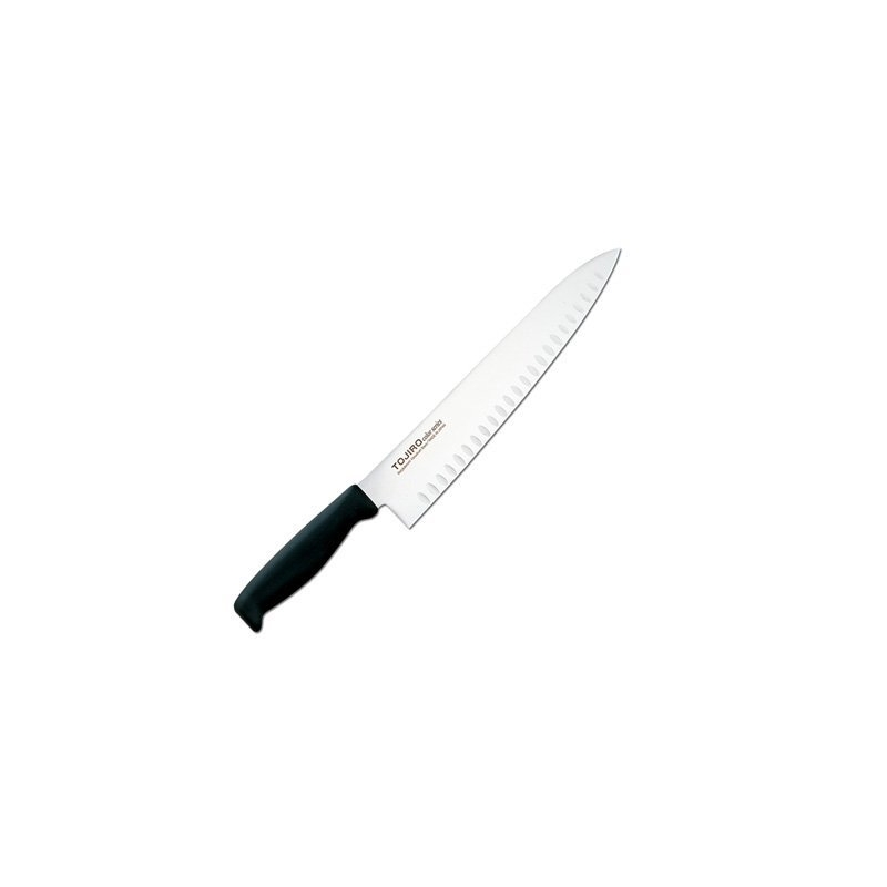 Cuchillo Tojiro F-268BK, Chef alveolado, mango negro, 270mm