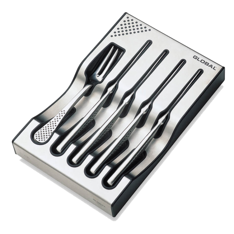 G-88/4012, Set 8 cubiertos chuleteros (4 cuchillos / 4 tenedores) con soporte