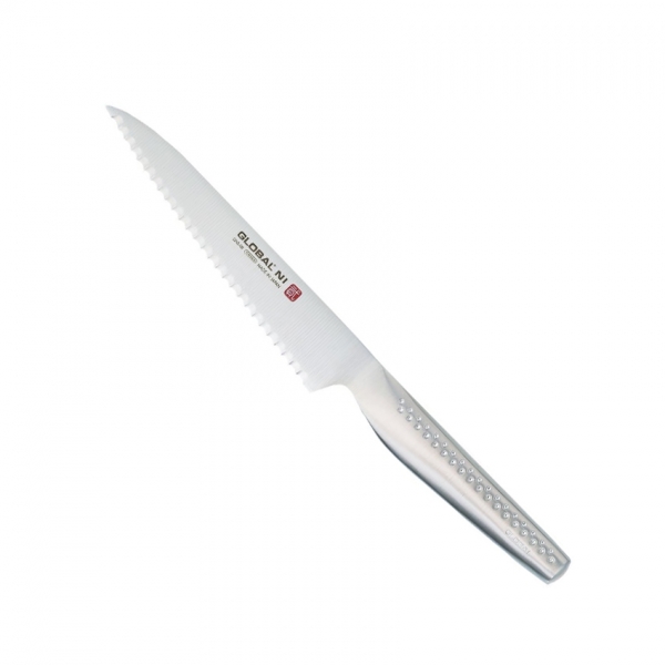 Cuchillo Global GNS-08, Oriental Utilitario Dentado, 12,5 cm