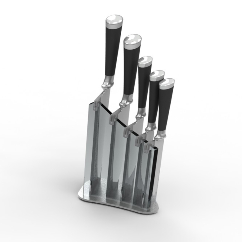 S-KB2-55, Set soporte metacrilato Saigo 5 cuchillos Combo